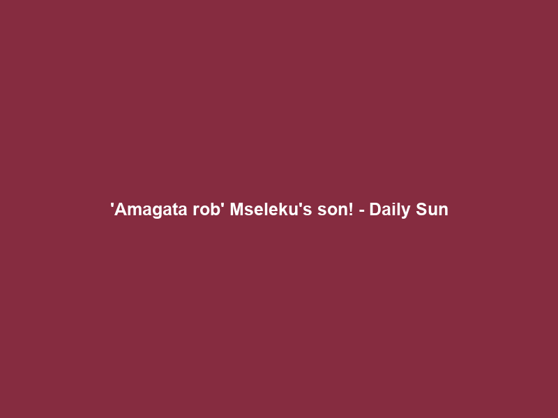 ‘Amagata rob’ Mseleku’s son! – Daily Sun