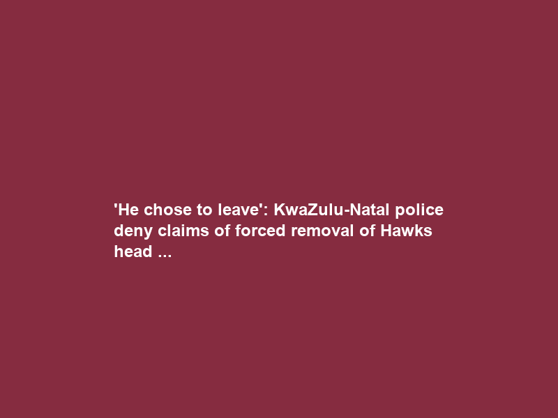 ‘He chose to leave’: KwaZulu-Natal police deny claims of forced removal of Hawks head …
