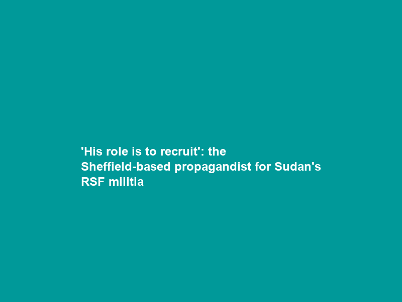 ‘His role is to recruit’: the Sheffield-based propagandist for Sudan’s RSF militia