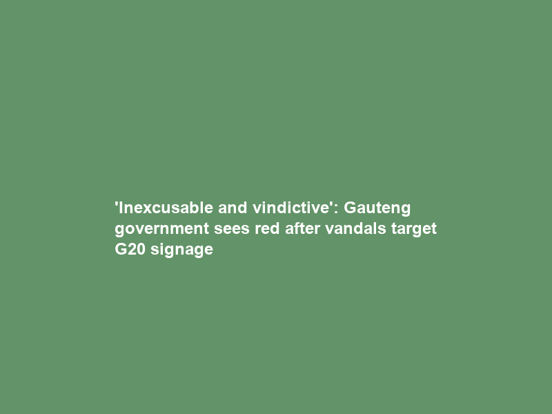 ‘Inexcusable and vindictive’: Gauteng government sees red after vandals target G20 signage