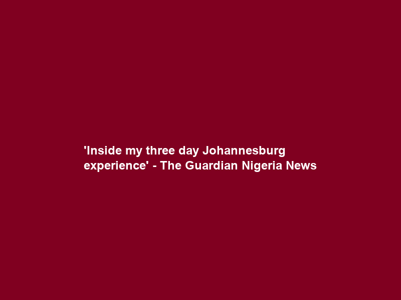 ‘Inside my three day Johannesburg experience’ – The Guardian Nigeria News