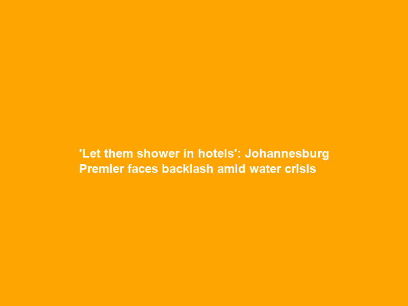 ‘Let them shower in hotels’: Johannesburg Premier faces backlash amid water crisis