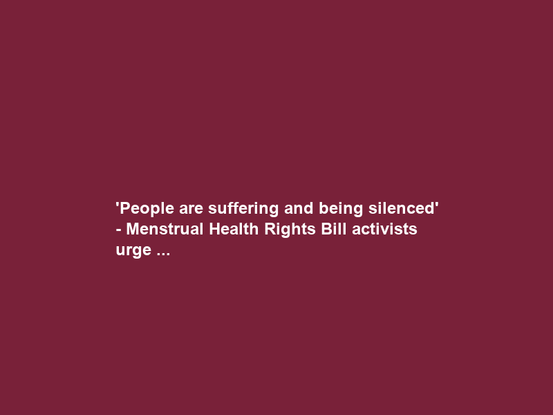 ‘People are suffering and being silenced’ – Menstrual Health Rights Bill activists urge …