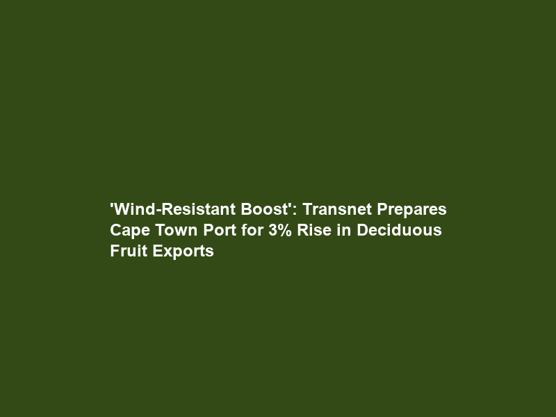 ‘Wind-Resistant Boost’: Transnet Prepares Cape Town Port for 3% Rise in Deciduous Fruit Exports
