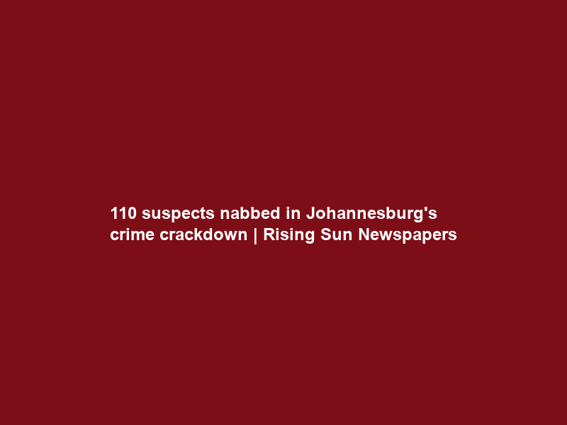 110 suspects nabbed in Johannesburg’s crime crackdown | Rising Sun Newspapers