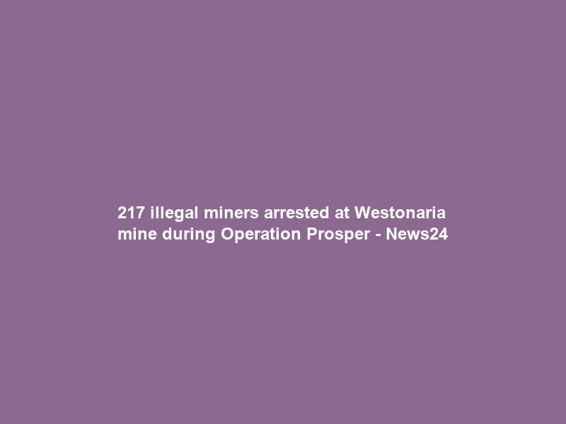 217 illegal miners arrested at Westonaria mine during Operation Prosper – News24