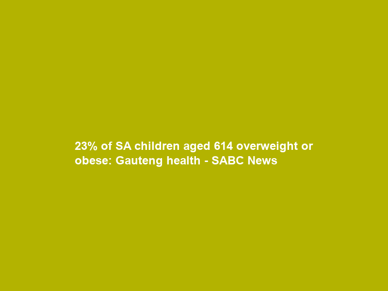 23% of SA children aged 6–14 overweight or obese: Gauteng health – SABC News