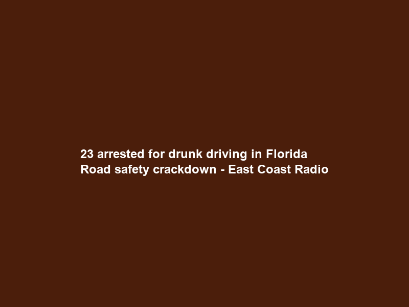 23 arrested for drunk driving in Florida Road safety crackdown – East Coast Radio