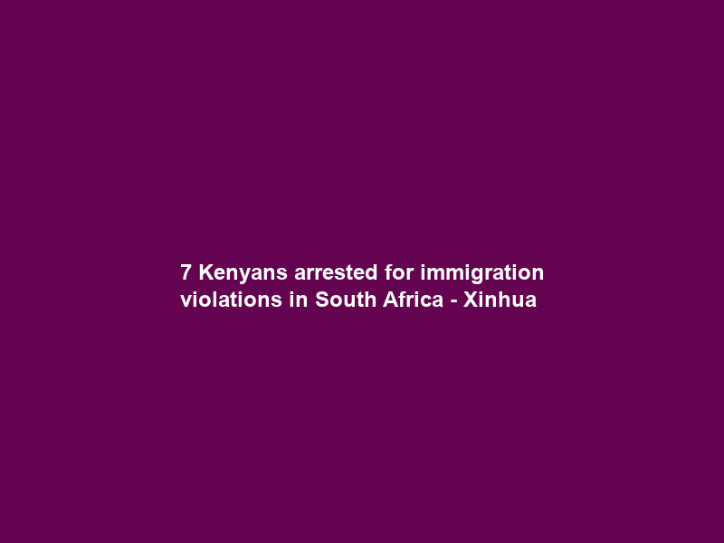 7 Kenyans arrested for immigration violations in South Africa – Xinhua