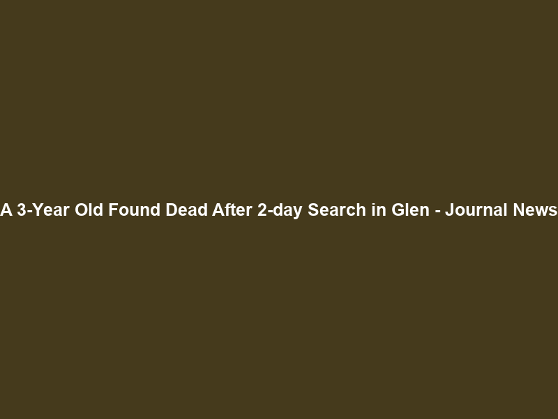 A 3-Year Old Found Dead After 2-day Search in Glen – Journal News
