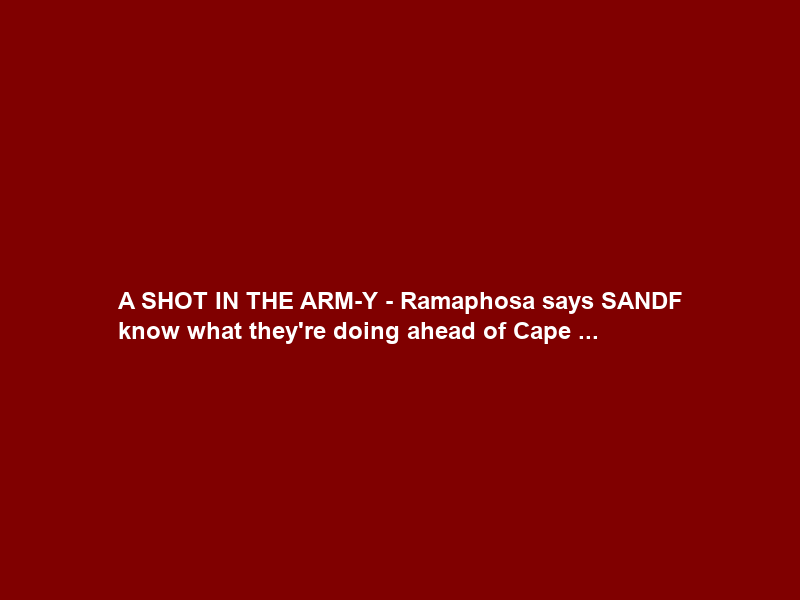 A SHOT IN THE ARM-Y – Ramaphosa says SANDF know what they’re doing ahead of Cape …