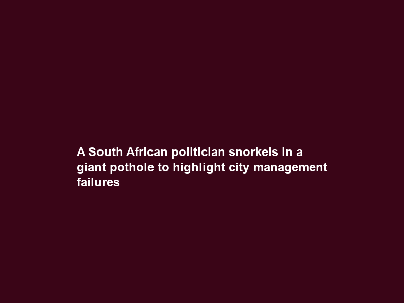 A South African politician snorkels in a giant pothole to highlight city management failures