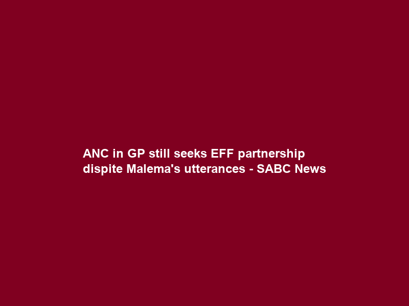 ANC in GP still seeks EFF partnership dispite Malema’s utterances – SABC News