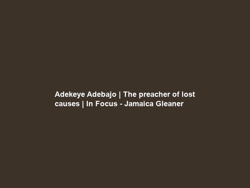 Adekeye Adebajo | The preacher of lost causes | In Focus – Jamaica Gleaner