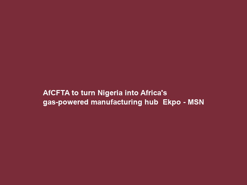AfCFTA to turn Nigeria into Africa’s gas-powered manufacturing hub — Ekpo – MSN
