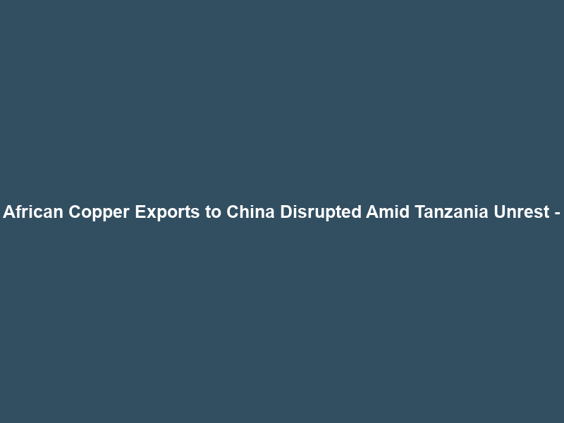 African Copper Exports to China Disrupted Amid Tanzania Unrest –