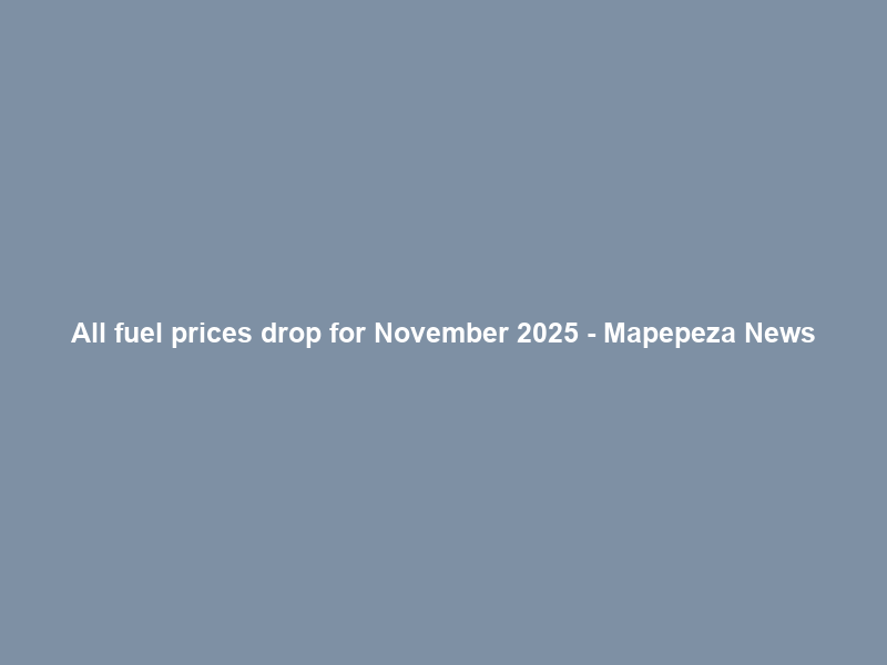 All fuel prices drop for November 2025 – Mapepeza News