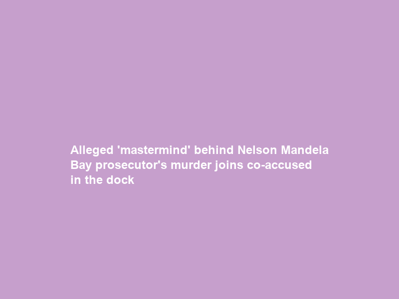 Alleged ‘mastermind’ behind Nelson Mandela Bay prosecutor’s murder joins co-accused in the dock