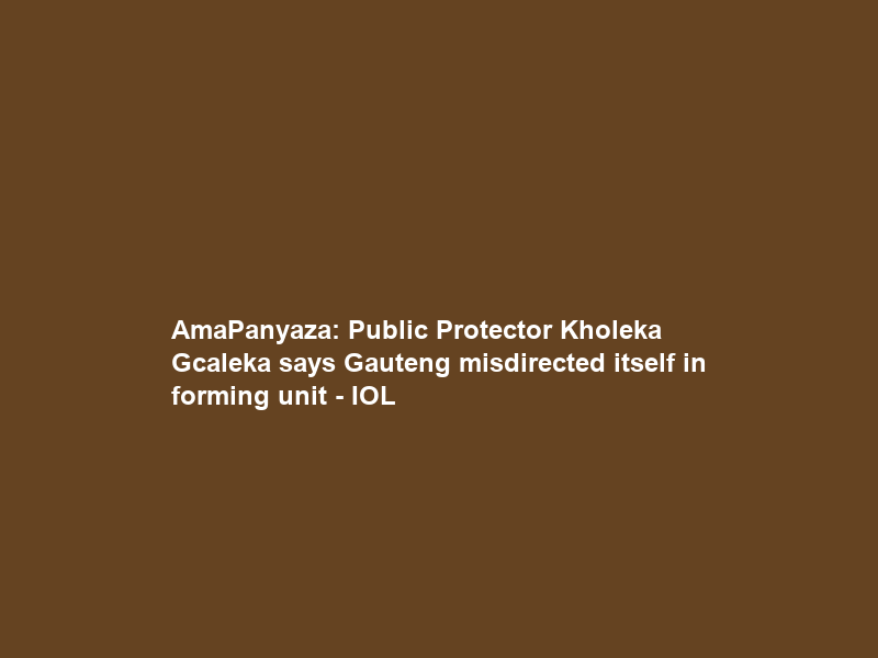 AmaPanyaza: Public Protector Kholeka Gcaleka says Gauteng misdirected itself in forming unit – IOL