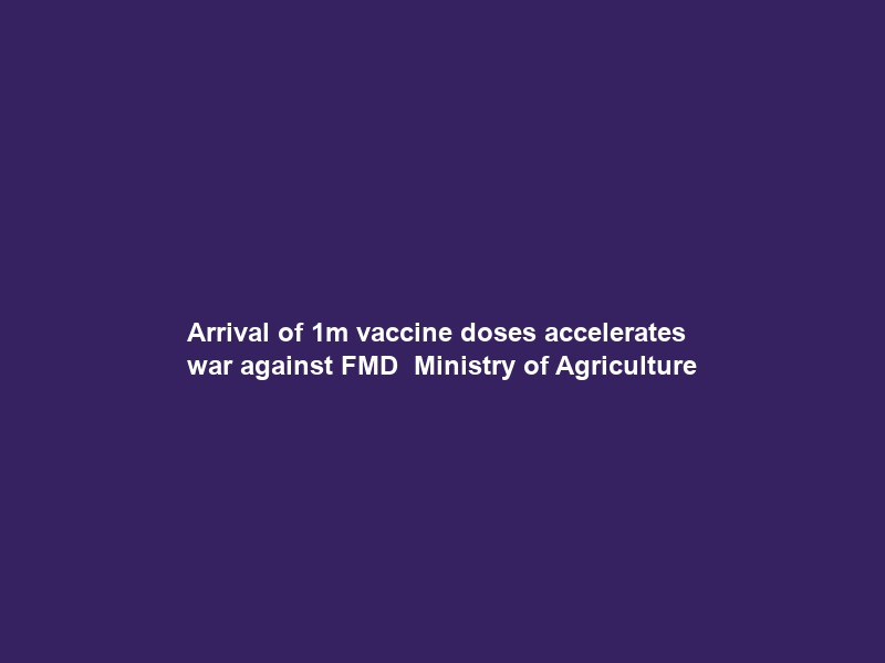 Arrival of 1m vaccine doses accelerates war against FMD – Ministry of Agriculture