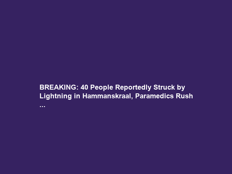 BREAKING: 40 People Reportedly Struck by Lightning in Hammanskraal, Paramedics Rush …