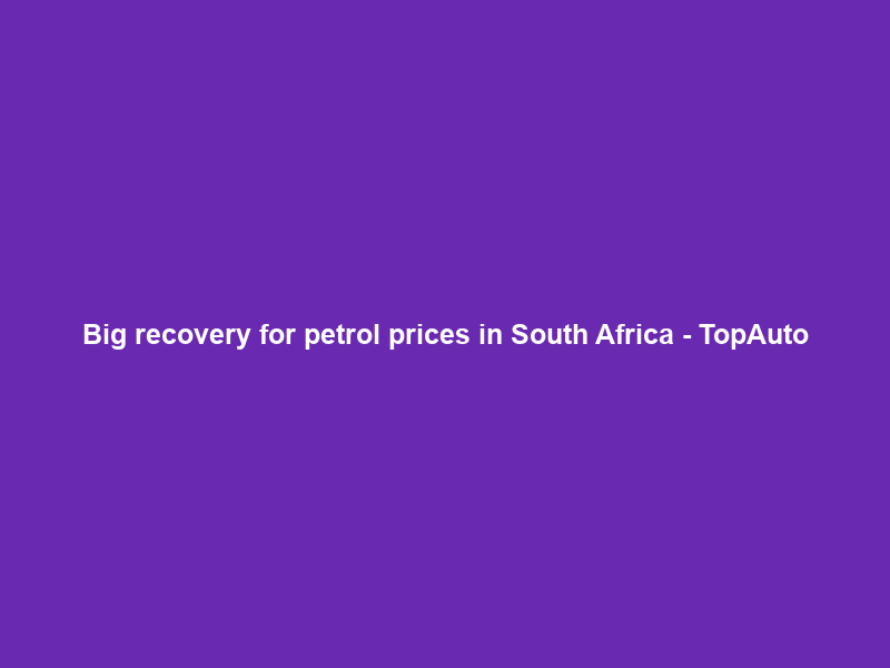 Big recovery for petrol prices in South Africa – TopAuto