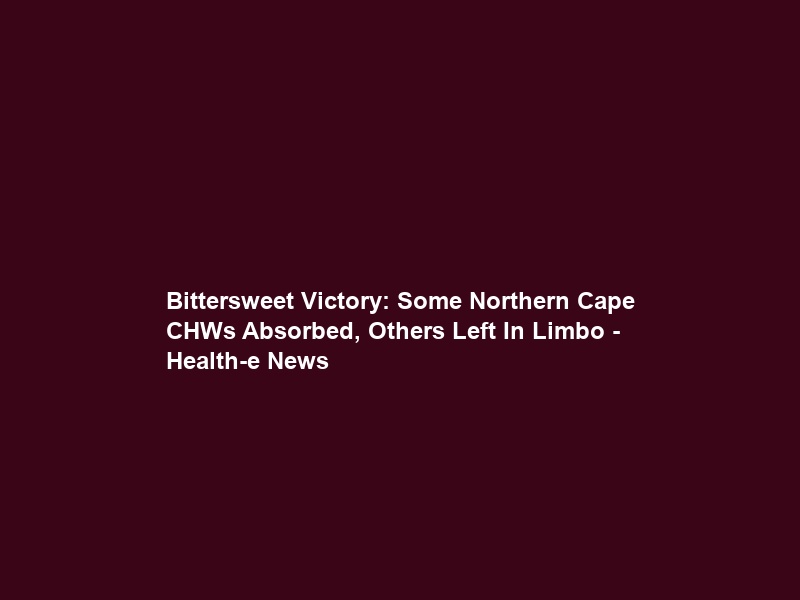 Bittersweet Victory: Some Northern Cape CHWs Absorbed, Others Left In Limbo – Health-e News
