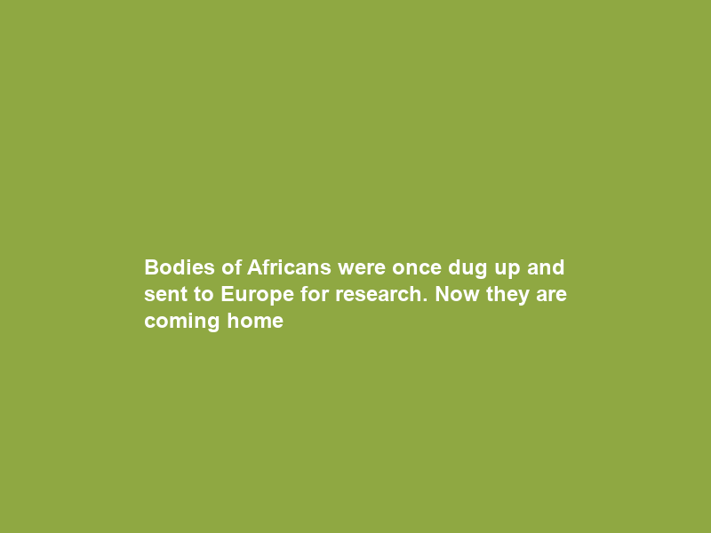 Bodies of Africans were once dug up and sent to Europe for research. Now they are coming home