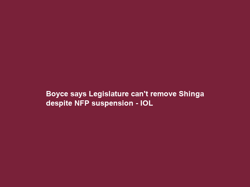 Boyce says Legislature can’t remove Shinga despite NFP suspension – IOL