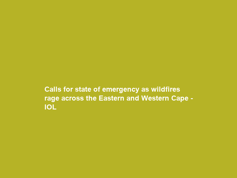 Calls for state of emergency as wildfires rage across the Eastern and Western Cape – IOL