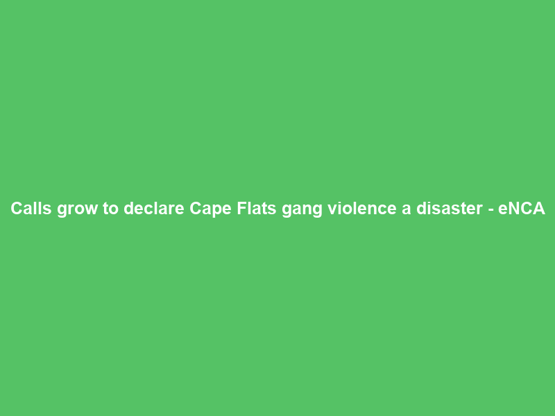 Calls grow to declare Cape Flats gang violence a disaster – eNCA