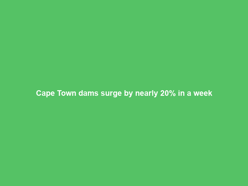 Cape Town dams surge by nearly 20% in a week