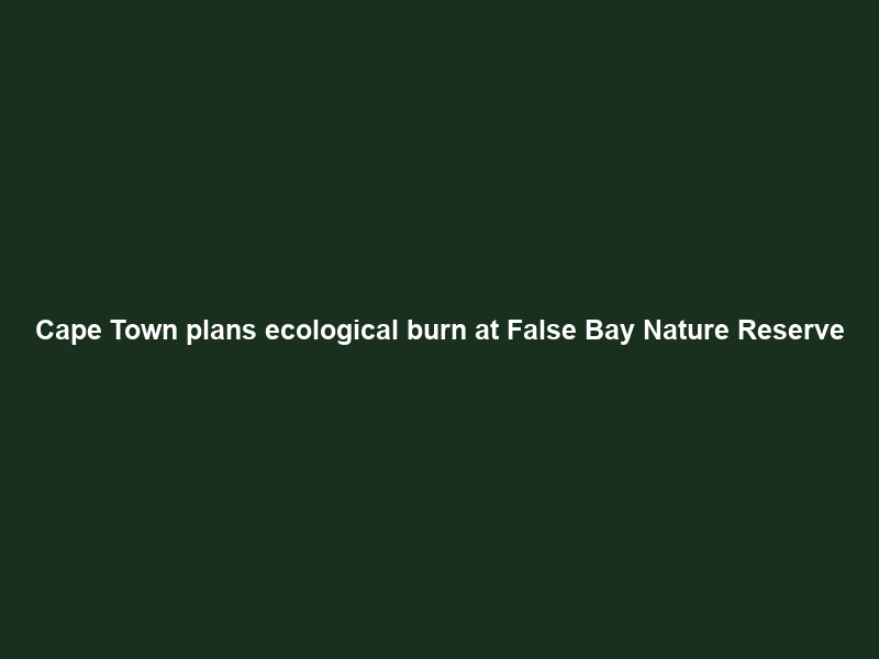 Cape Town plans ecological burn at False Bay Nature Reserve