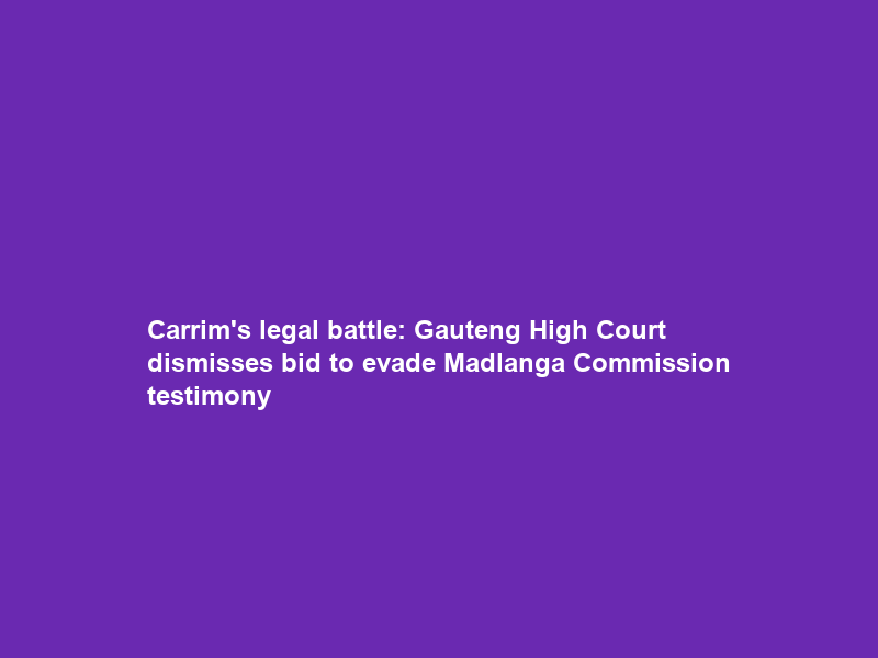 Carrim’s legal battle: Gauteng High Court dismisses bid to evade Madlanga Commission testimony