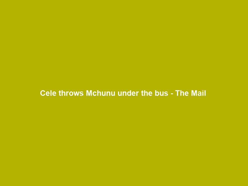 Cele throws Mchunu under the bus – The Mail & Guardian