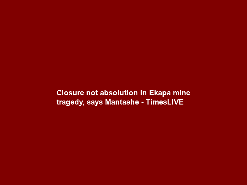 Closure not absolution in Ekapa mine tragedy, says Mantashe – TimesLIVE