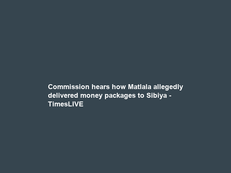 Commission hears how Matlala allegedly delivered money packages to Sibiya – TimesLIVE