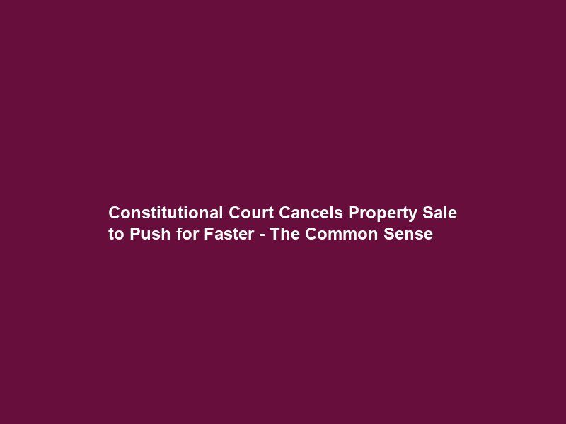 Constitutional Court Cancels Property Sale to Push for Faster – The Common Sense
