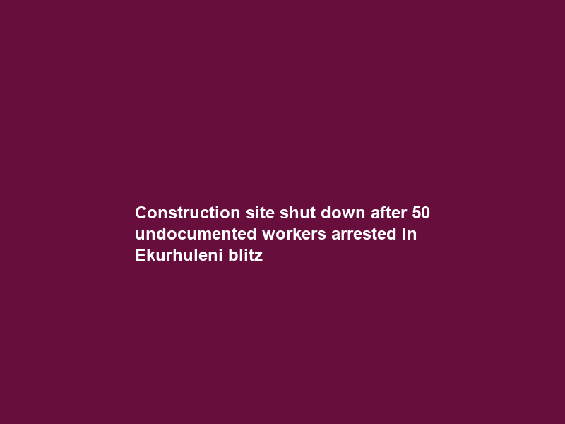 Construction site shut down after 50 undocumented workers arrested in Ekurhuleni blitz