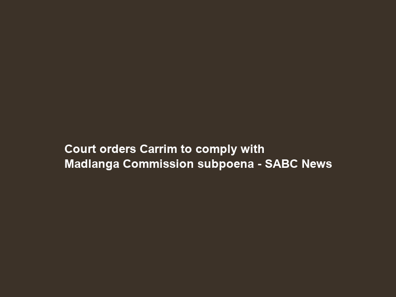 Court orders Carrim to comply with Madlanga Commission subpoena – SABC News