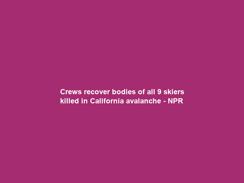 Crews recover bodies of all 9 skiers killed in California avalanche – NPR