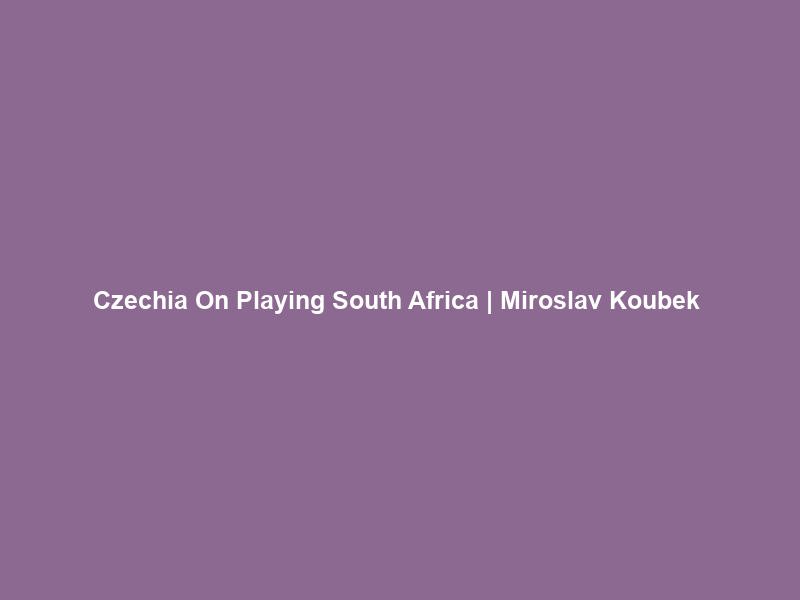 Czechia On Playing South Africa | Miroslav Koubek & Ladislav Krejčí Answer Questions