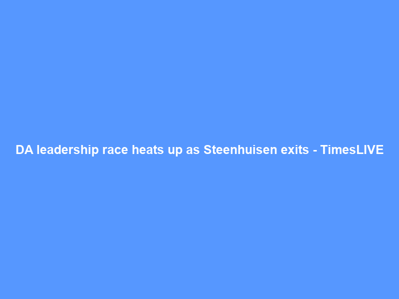 DA leadership race heats up as Steenhuisen exits – TimesLIVE