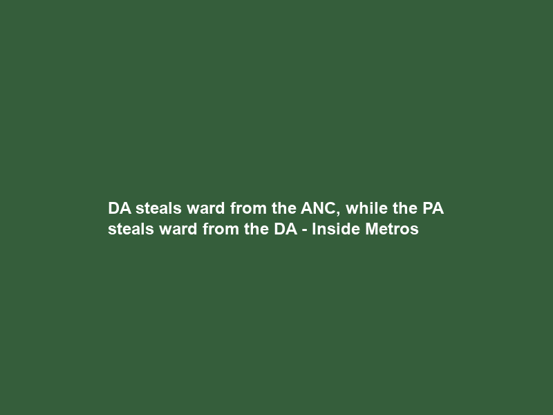 DA steals ward from the ANC, while the PA steals ward from the DA – Inside Metros