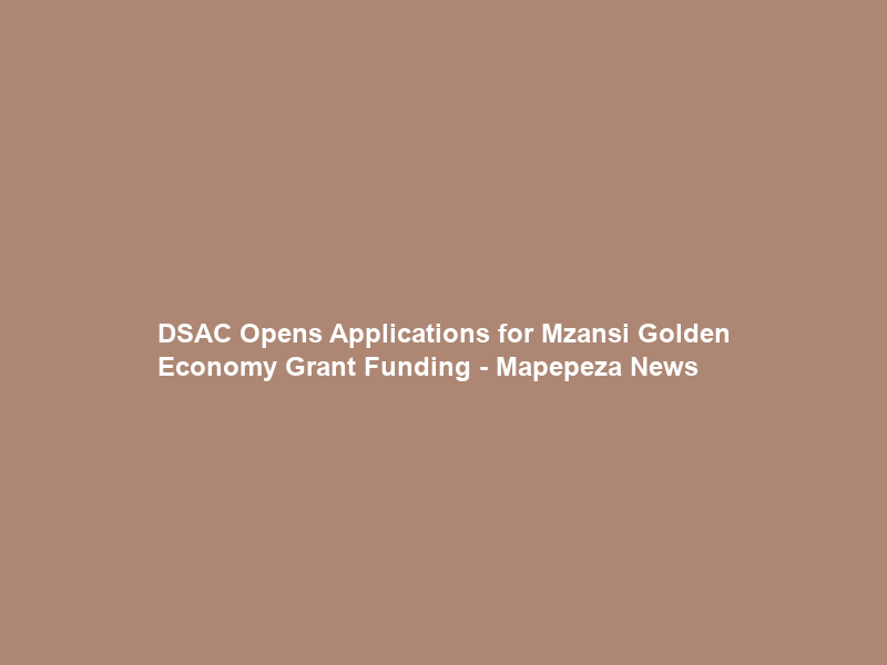 DSAC Opens Applications for Mzansi Golden Economy Grant Funding – Mapepeza News