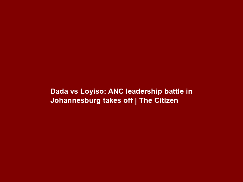 Dada vs Loyiso: ANC leadership battle in Johannesburg takes off | The Citizen