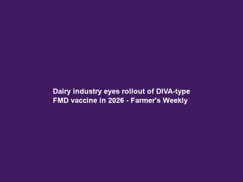 Dairy industry eyes rollout of DIVA-type FMD vaccine in 2026 – Farmer’s Weekly