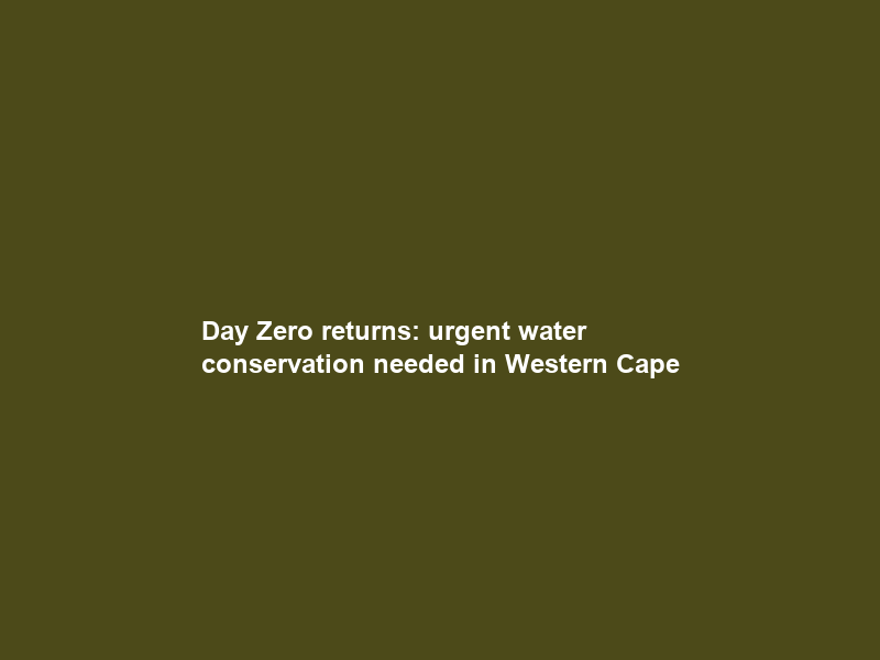 Day Zero returns: urgent water conservation needed in Western Cape