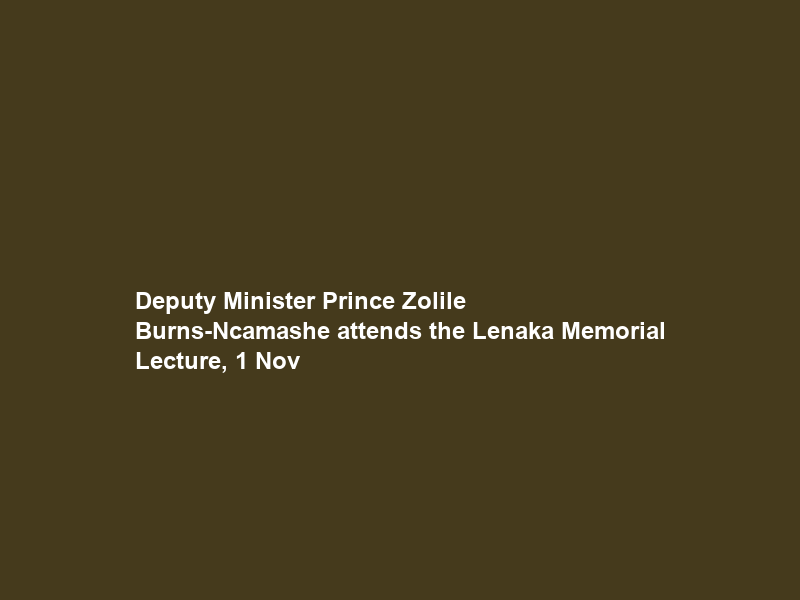 Deputy Minister Prince Zolile Burns-Ncamashe attends the Lenaka Memorial Lecture, 1 Nov