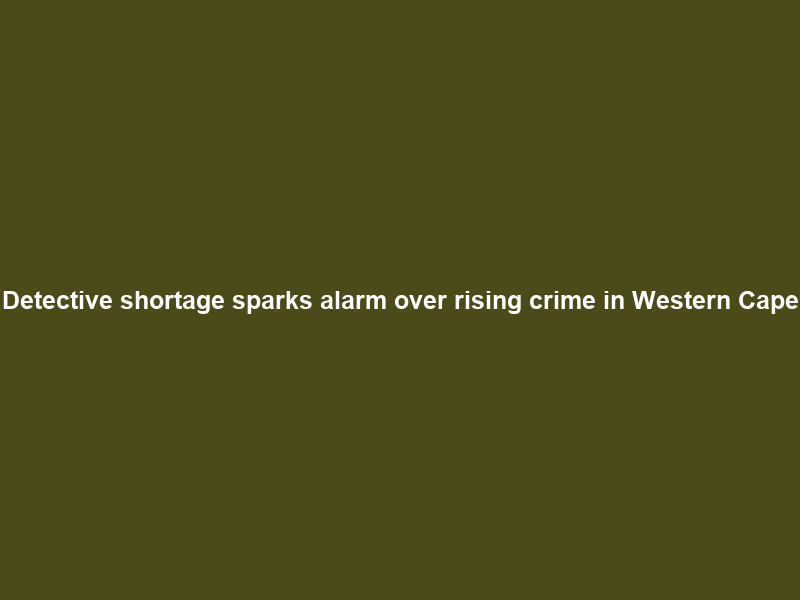 Detective shortage sparks alarm over rising crime in Western Cape